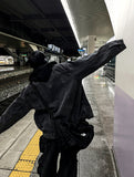 Drape hood denim jacket