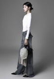 Back pocket wide denim pants