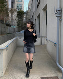 Shino Washing Denim Mini Skirt