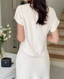 Clove Shirring Short Sleeve Tee Blouse