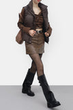 Tainna Crack Leather Skirt (Belt Set)