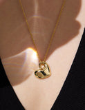 Pebble Heart Silver Necklace M