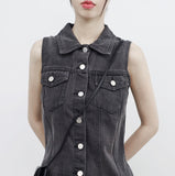 Tein sleeveless denim one piece