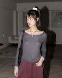 Carat Layered See-Through Tencel U-Neck T-shirt