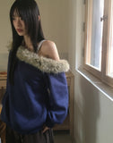 [Brushed lining] Perrin Fur One Off-Shoulder Sweatshirt