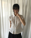 Karen Stripe Frill Short Sleeve Shirt