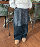 Mudori Wool Check Banding Midi Skirt