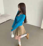A-Line Pleats Mini Side Zipper Skirt Pants