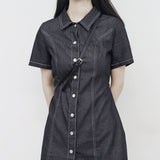 hoz stitch denim one piece