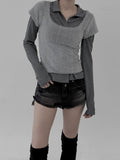 Mary Square Fur Knit Short Sleeve
