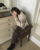 [Brushed] Carin vintage check maxi long skirt