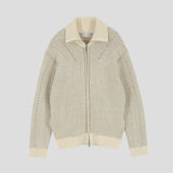 Mix Wool High-Neck Knit Zip-up