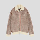 Mix Wool High-Neck Knit Zip-up