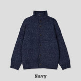 Stack High Neck Button Knit Cardigan