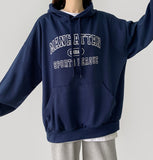 Manhattan Lettering Loose Fit Unisex Lightweight Hood T-Shirt