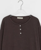 Polter Ribbed Button Round Long Sleeve T-Shirt