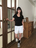 Boin Modal Slim U-Neck Slim Short Sleeve T-shirt