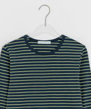 Dyoi Printing Stripe Round Long Sleeve Tee