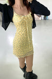 lemon floral mini dress