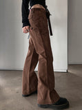 y2k Ribbon Belted Bootcut Cargo Pants