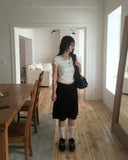 Addie Dot Button Shirring Short Sleeve T-Shirt
