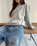Rainy Lettering Off-Shoulder Sweatshirt