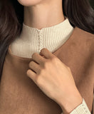 Polaine Pearl Half Neck Ribbed Knit