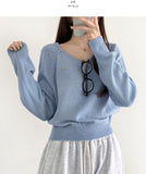 Colorful Pendant Point V-Neck Long Sleeve Knit