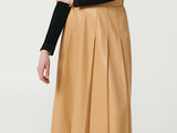 Fox Leather Long Pleated Skirt