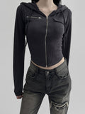 Finney ribbed hood zip-up