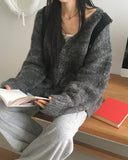 [MADE] Shavel thick bocashi overfit brush winter knit cardigan