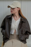 Overfit Curved Glow Leather Jacket