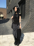 Tujeu Check Wrap String Layered Skirt