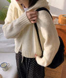 Ohhok Two-Way Knit Hood Zip-Up Cardigan