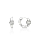 Orbit Silver (W) Point Pave One-Touch Earrings