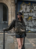 Vintage washed balloon collar denim jacket