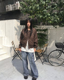 Timber Vintage Washing Leather Two-Way Blouson Jacket