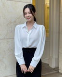 [Planning] Marinell Hidden Button Puff Shirt Blouse