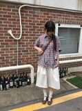 [unisex] Caraniel Check Roll-up Short Sleeve Shirt