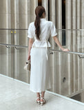 Core Wrinkle-Free Pleated Wrap Long Skirt
