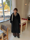 Pombs Check Color Matching Hood Long Coat