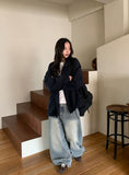 Dalt Side Pintuck Wide Denim Pants
