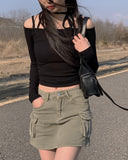 Awesome Choker Off Shoulder Ribbon Tee