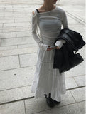 Crum Lace Banding Long Tiered Skirt