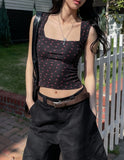 Cherry ribbed square crop top