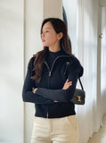 Waffel Two-Way Short Knit Zip-up Vest