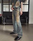 Summer Cool Oil Washed Flare Denim Pants