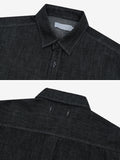 Slub black denim shirt