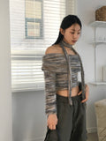 [Muffler set] Mikel Bokashi Off-shoulder Angora Knit