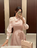 Ramet Tweed Chiffon Tie Flare One Piece